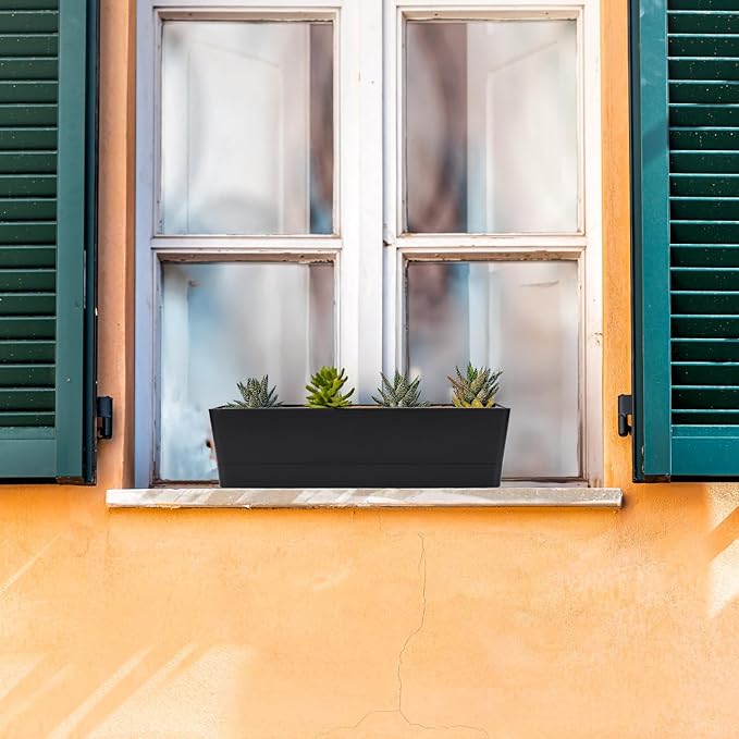 GREANER Rectangle Window Boxes, Succulent Flowers Plastic Pot - Image 4