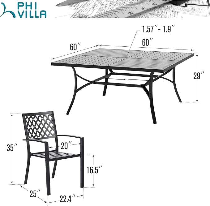 PHI VILLA 9 Piece Outdoor Dining Set - Image 8