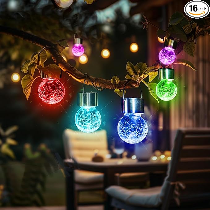 GIGALUMI Solar Lights Outdoor Waterproof, 16 Pack Solar Hanging Lights Garden by GIGALUMI
