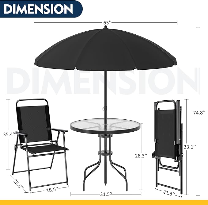 Shintenchi 6 Piece Patio Dining Set - Image 5