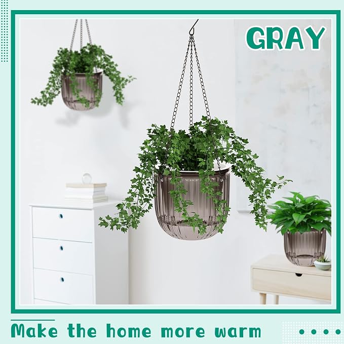 Meanplan 4 Pcs Self Watering Hanging Planter Indoor 6.5 Inch Hanging Baskets - Image 6