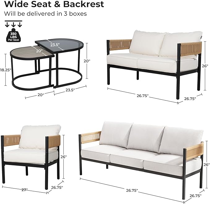 Grand patio 6-Piece Wicker Outdoor Furniture Set - Image 2