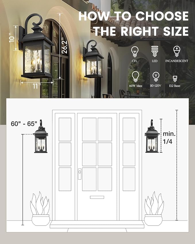 FEMILA 26" Outdoor Wall Light, Large Exterior Wall Lantern - Image 2