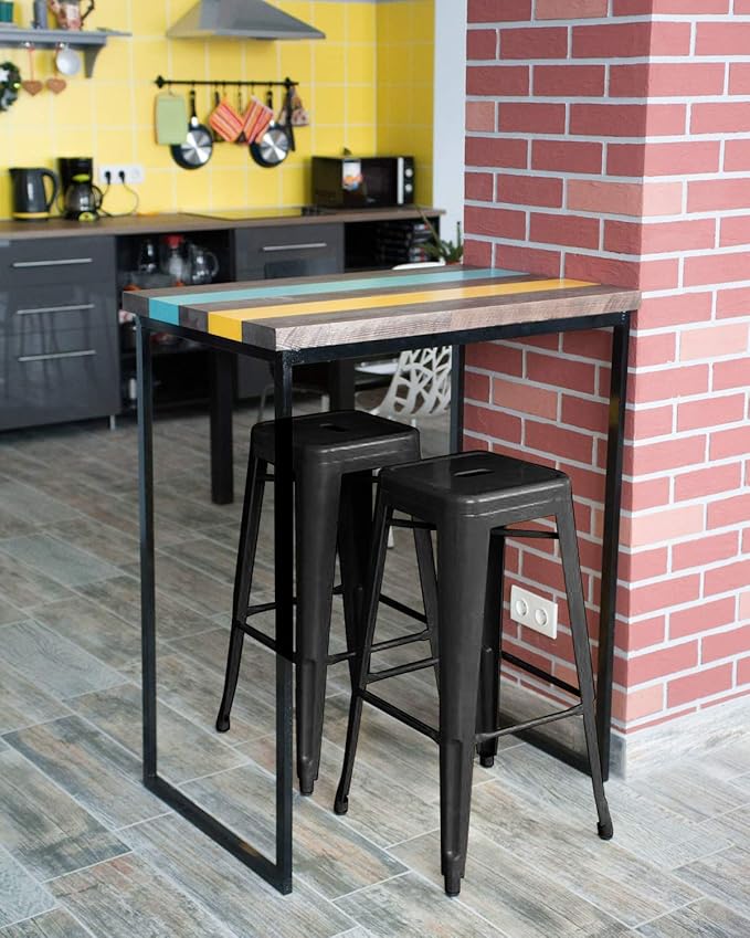 FDW Metal Bar Stools Set of 4 Counter Height Bar Stools 24 Inches Industrial - Image 2