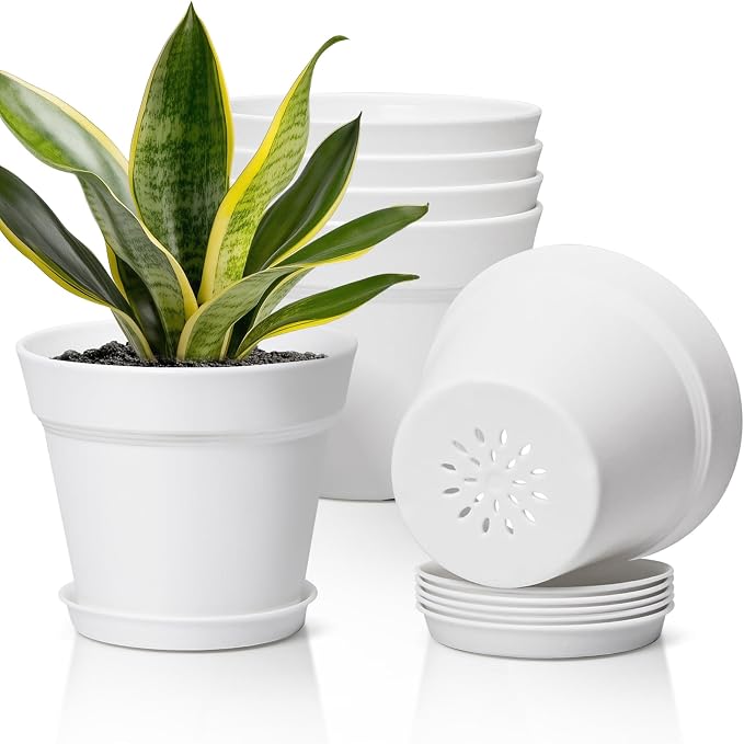 T4U 7.5 Inch Plant Pots 6 Pcs, Flower Pots by T4U