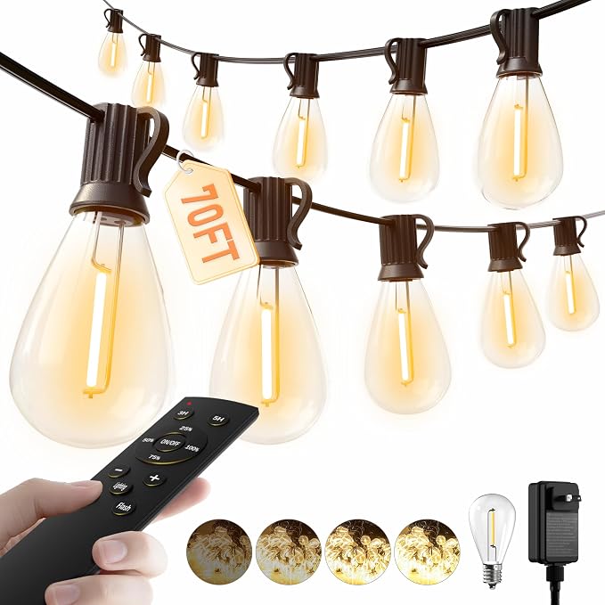 luckystyle 70FT LED Outdoor String Lights by luckystyle