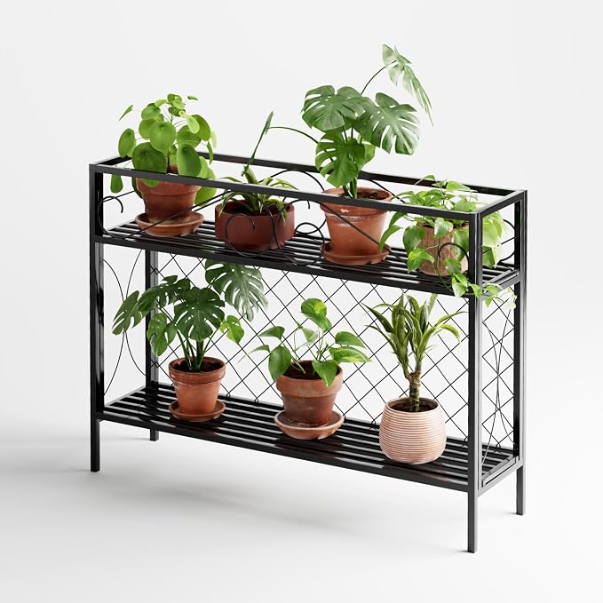 Zhongma 2 Tier Metal Sturdy Narrow Plant Stand, 47.24L x 12.6 W x 35.43 H inch - Image 4