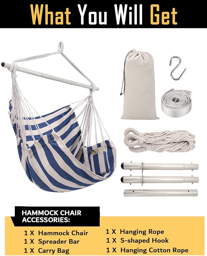 ADVOKAIR Hammock Chair Swing, Heavy-Duty Hanging Rope Swing Seat Supports 500 - Image 7