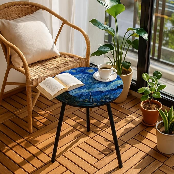 Outdoor Side Table Set of 2 Patio Side Tables - Image 2