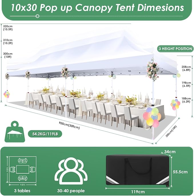 COBIZI Canopy Tent 10x30 Pop Up Canopy - Image 6