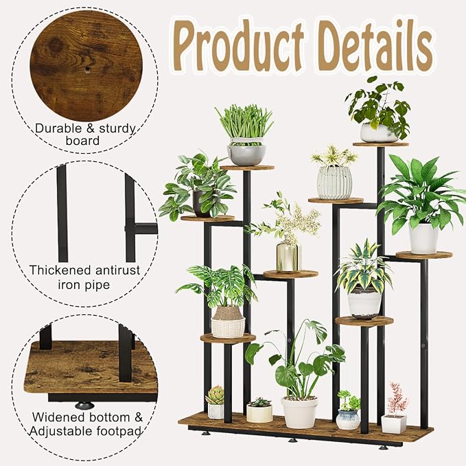 Plant Stand Indoor 9 Tier 11 Potted Multiple Flower Pot Holder - Image 4