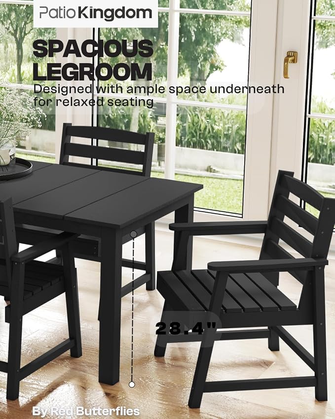 7-Piece Black Outdoor Dining Set - Image 4