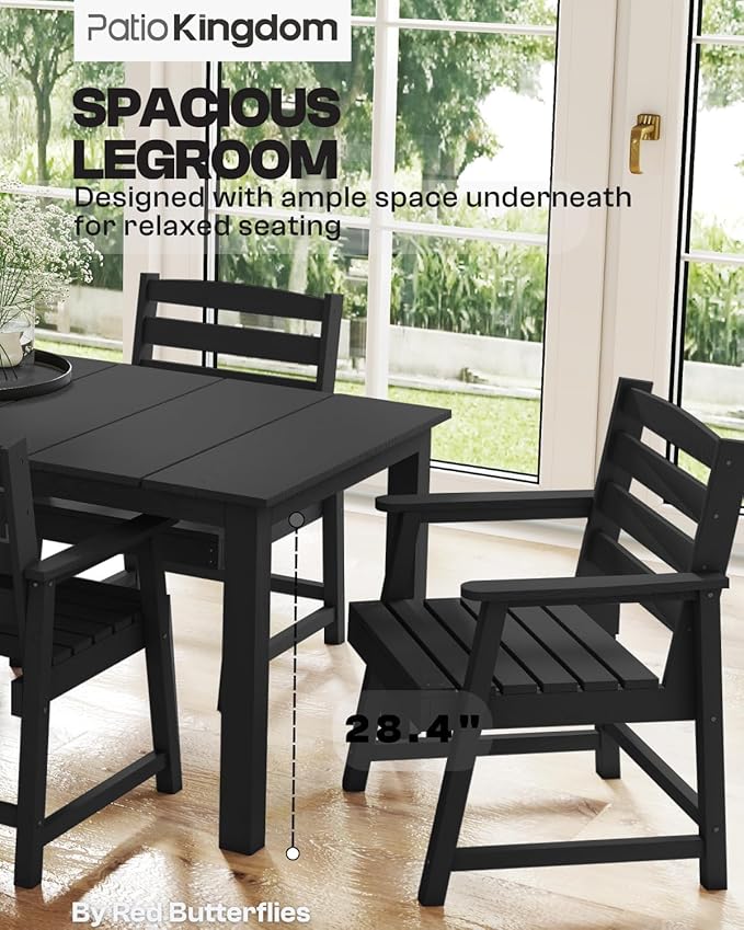 5-Piece Black Outdoor Dining Set - Image 4