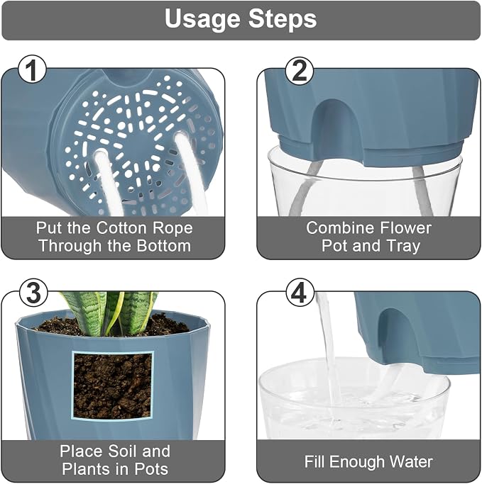 KIMCHOMERSE Self Watering Plant Pots, 4.7 Inch Plant Pots 6-Pack Indoor Planter - Image 9
