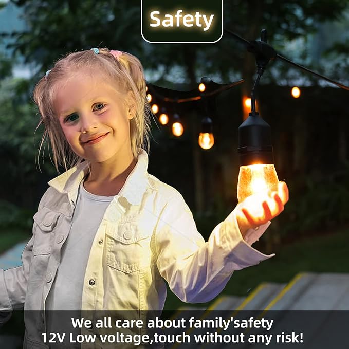 GANA 12V Low Voltage & Safe LED Outdoor String Lights, 32FT 10 Shatterproof - Image 3