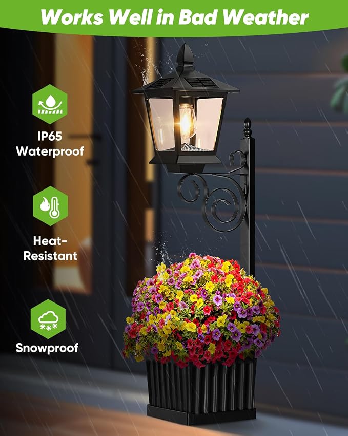 Outdoor Flower Pots 2 in 1, Solar Lamp Post - Image 4