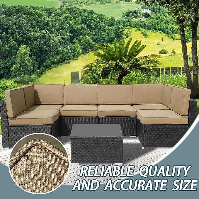 14Pcs Outdoor Cushion Covers Replacement Washable w/Zipper - Image 8