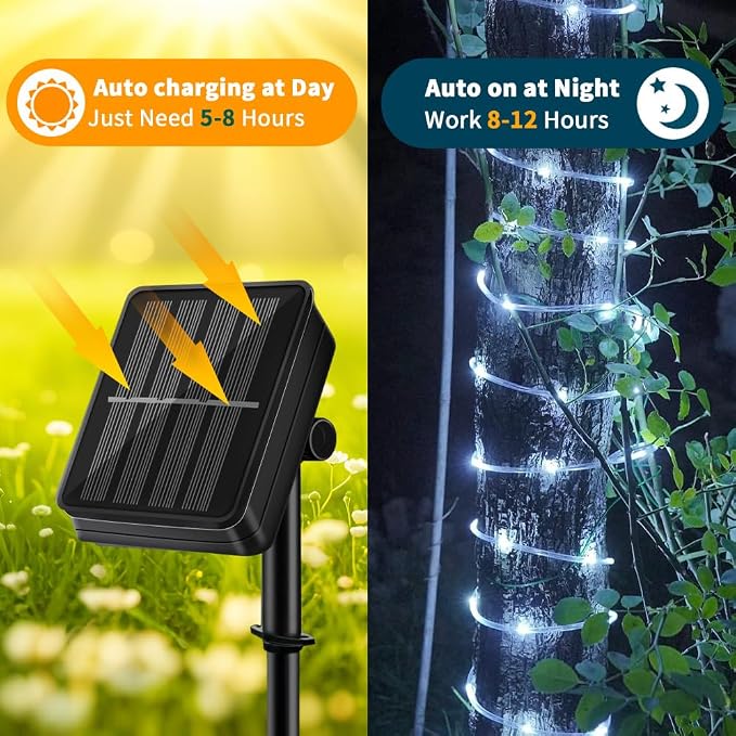 Solar Rope Lights 39FT 100LEDs, IP65 Waterproof Outdoor String Light, Palm Tree - Image 3