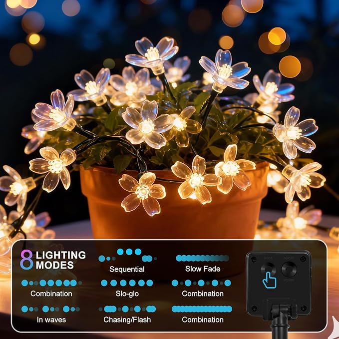 60 LED Solar String Lights Outdoor Waterproof Flower Fairy Lights - Image 4