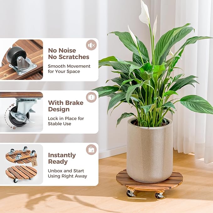 Bamworld14 Inch Wood Plant Caddy - Image 3