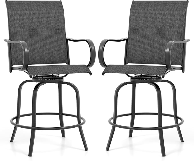 Giantex Set of 2 Swivel Outdoor Bar Stools, All-Weather Bar Height Patio Chairs by Giantex