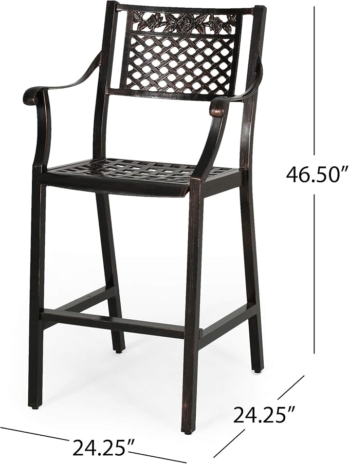 Christopher Knight Home Athena Outdoor 29" Aluminum Barstool, Copper Finish - Image 3