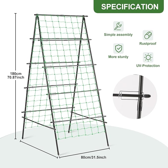 Lalahoni Garden Trellis for Climbing Plants Outdoor, 31.5x70.8 inch Metal - Image 4
