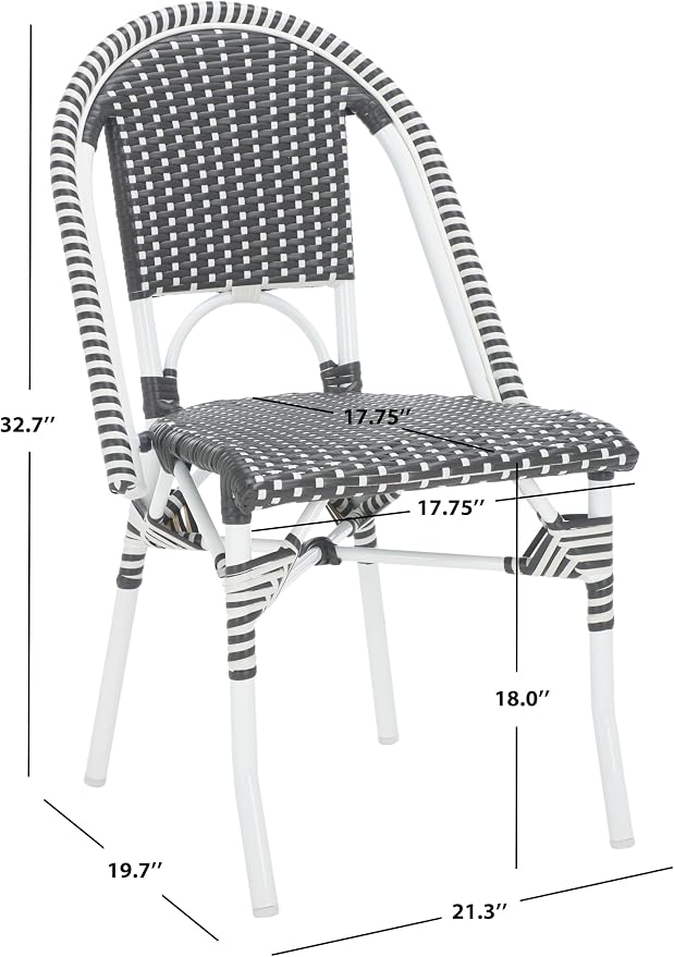 SAFAVIEH Outdoor Collection Torino Grey & White Parisian Bistro Chair Set of 2 - Image 3