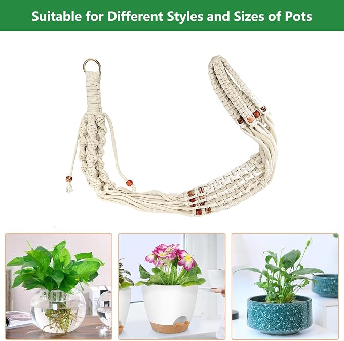 Belit 2 Pack Macrame Plant Hangers Indoor Hanging Planter Basket Decorative - Image 5
