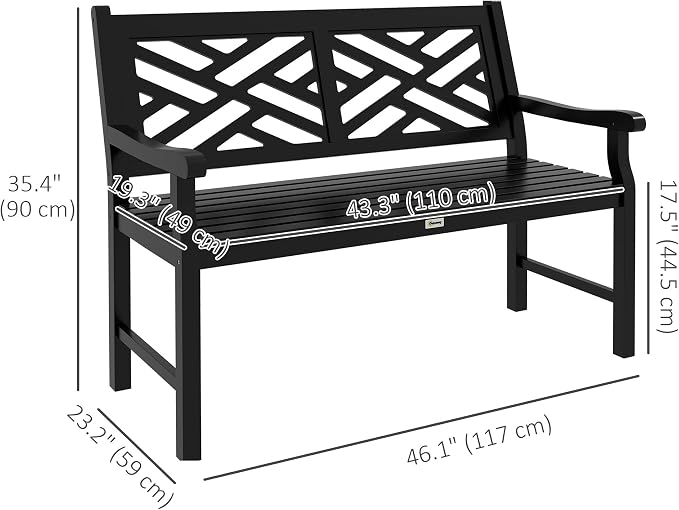 Outsunny Outdoor Garden Bench, Wooden Frame Patio Bench - Image 3