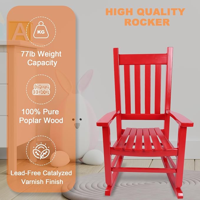 Kids Rocking Chair for Toddlers and Children Comfy Recliner Wooden Rocker for - Image 6