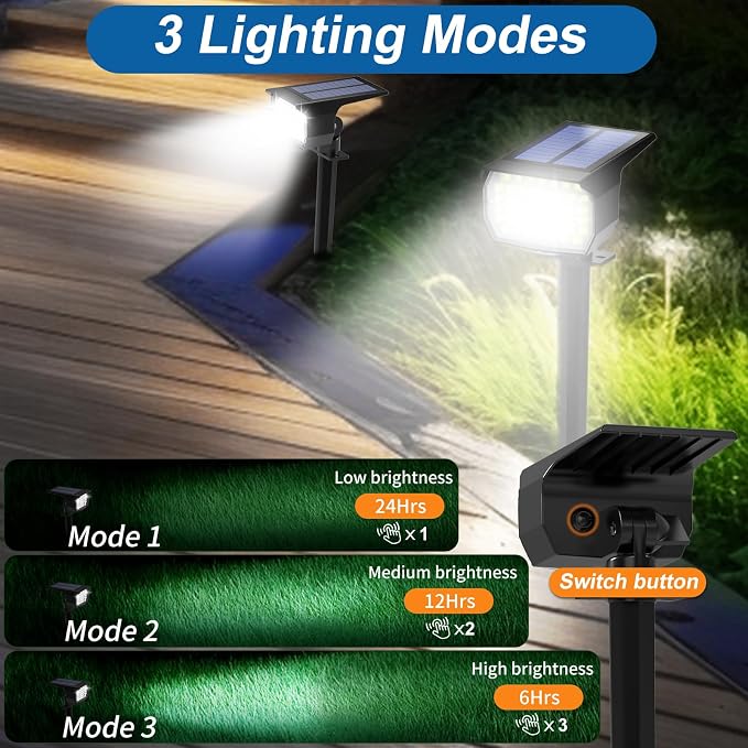 Solar Spot Lights Outdoor Waterproof IP65, 12 Pack Landscape Spotlights - Image 3