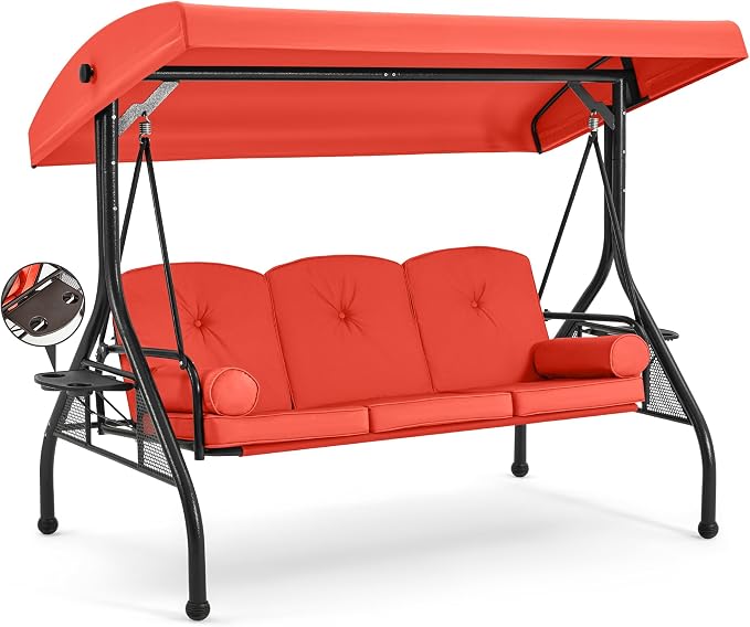 HOMREST 3 Seat Outdoor Porch Swing by HOMREST