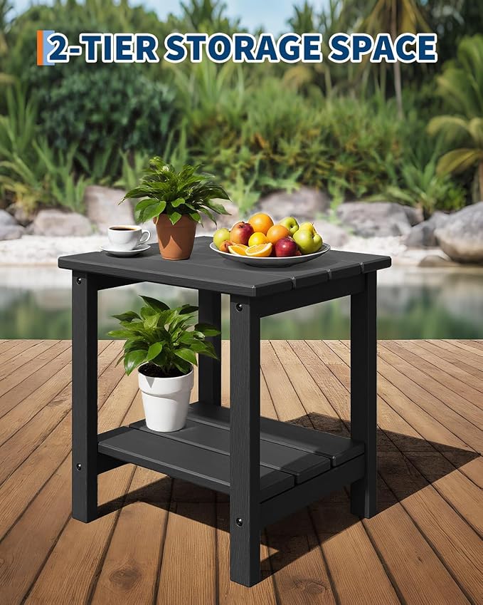 GarveeLife Adirondack Outdoor Side Table 18 x 15 in, HDPE 2-Tier Patio Side - Image 4