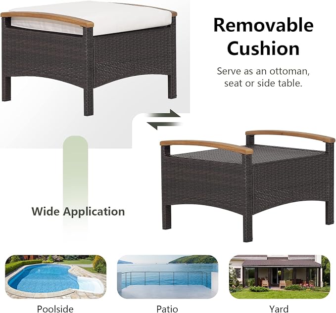RELAX4LIFE Outdoor Wicker Ottomans - Image 3