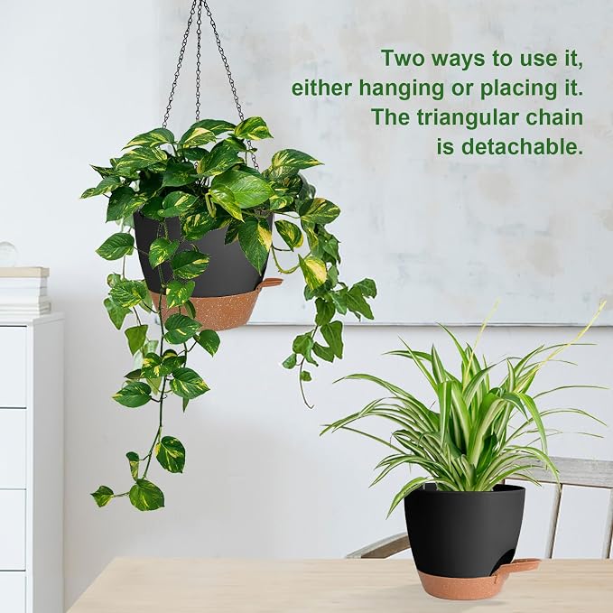 3 Pack Hanging Planter Indoor Outdoor Flower Pots 7/6.5/5 Inch, Self-Watering - Image 5