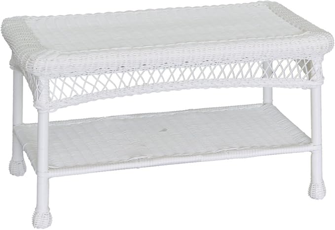 Jeco W00202-ST Espresso Wicker Patio Furniture Coffee Table - Image 2
