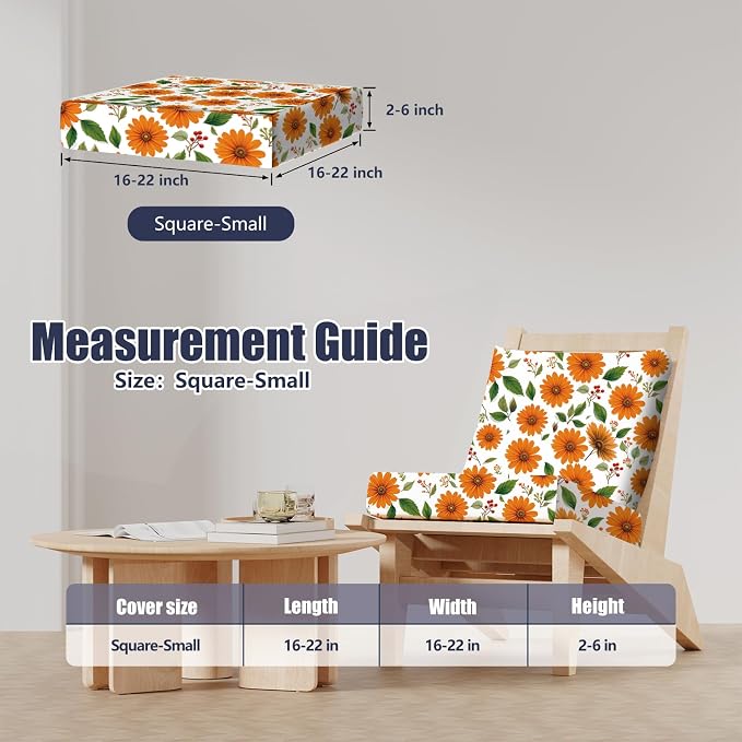 8Pcs Square Small Stretch Patio Cushion Covers, Couch & Sofa Replacement - Image 2