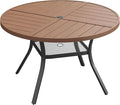 Patio Dining Table for 4, Round Metal Outdoor Table by VOXBIN