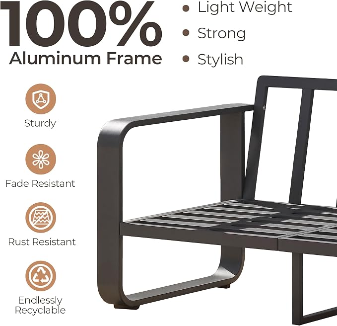 CHITA Outdoor Furniture Set 4 Piece, 5-Seats Patio Conversation Set - Image 4