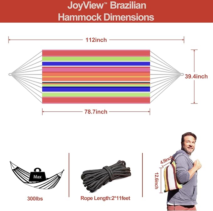 JoyView Brazilian Hammock for Single Preson Portable Hammock - Image 3