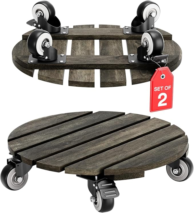 Idzo 2pack Wood Plant Caddy by Idzo