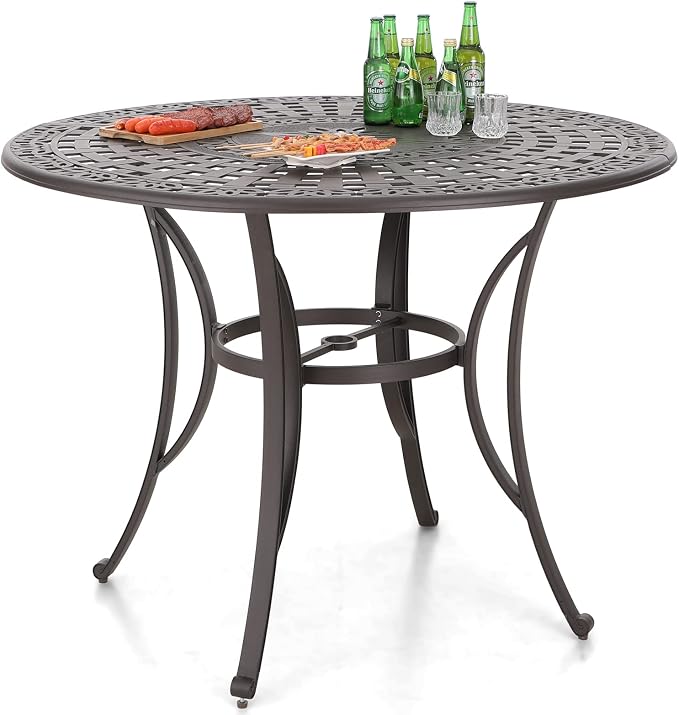 Sophia & William 6-Person Cast Aluminium Patio Bar Height Table Round, Outdoor by SophiaWilliam