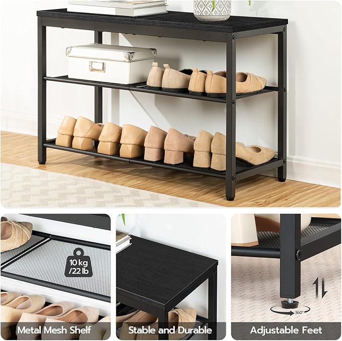 HOOBRO Shoe Bench, 3-Tier Shoe Rack, Industrial Shoe Organizer Storage Bench - Image 4