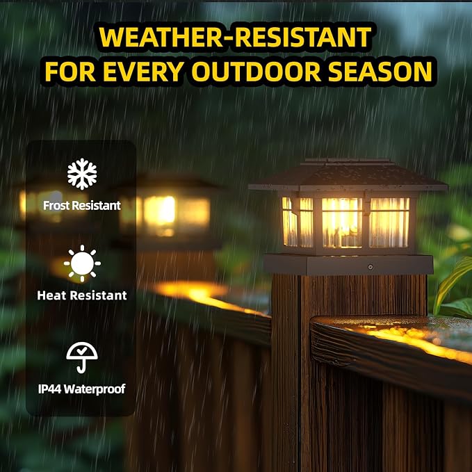 EXCMARK 2 Pack 4x4 Solar Post Cap Lights, Fence Deck Post Lights Outdoor Solar - Image 6