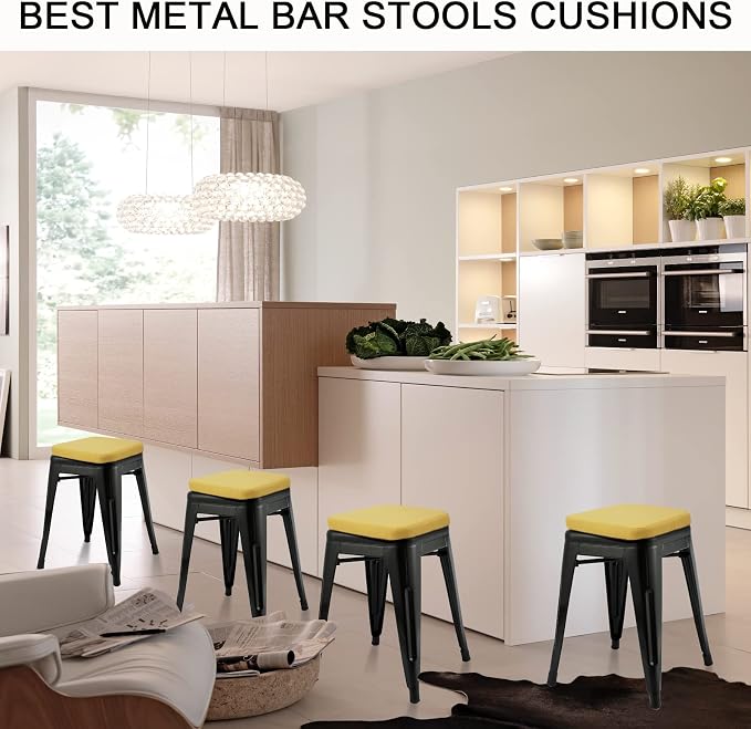 BUYUE Enhanced Anti-Slip Magnetic Bar Stool Cushions Set of 4, Luxury PU - Image 2