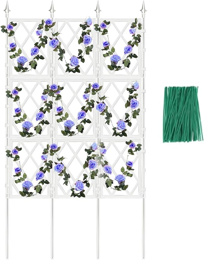 5.25FT Metal Pipe Trellis for Climbing Plants Outdoor, Garden Wall White Trellis by WellSign