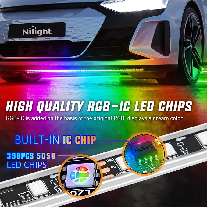 Nilight 4Pcs Aluminum Underglow Neon Accent Strip Lights 396 LEDs Dream Color - Image 3