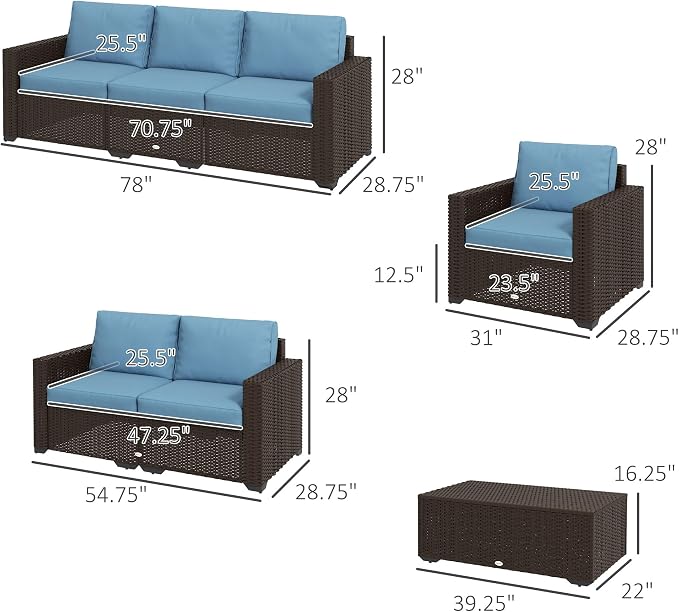 Outsunny 5 Piece Patio Furniture Set - Image 7