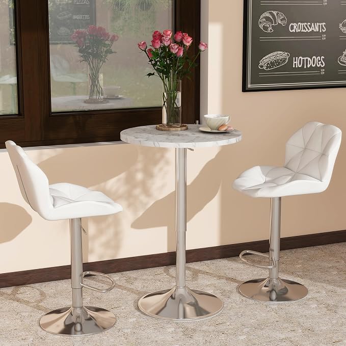 ARTETHYS Bar Table Adjustable Height Swivel 360 Degrees Round Tall Cpunter - Image 8